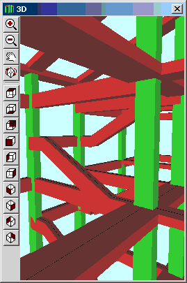 Vista em perspectiva 3D da estrutura JASP: software de cálculo estrutural